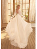Long Sleeves Ivory Chiffon Corset Back Wedding Dress